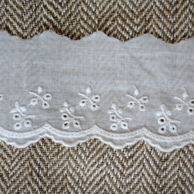 Мереживо шиття, колір білий натуральний, 100% бавовна, ширина 7 см, довжина 45см