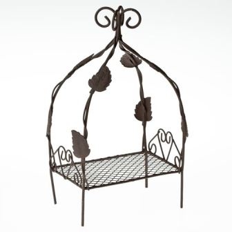 Металлическая мини кроватка, коричневая, 10х6х3.5х18см