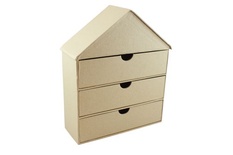 Заготовка з пап'є-маше від ScrapBerryʼs - Домівка з трьома ящиками, 19x7x23, 5см