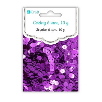 Пайетки круглые плоские 6мм, 10 г, цвет фиолетовый металлик, TM dpCraft (Dalprint)
