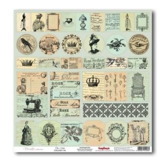 Лист бумаги для скрапбукинга  от ScrapBerry's - Версаль - Карточки Монетный двой