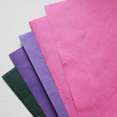 Набор тутовой бумаги # 05, сиреневый, розовый, зеленый, 5 листов, формат А4