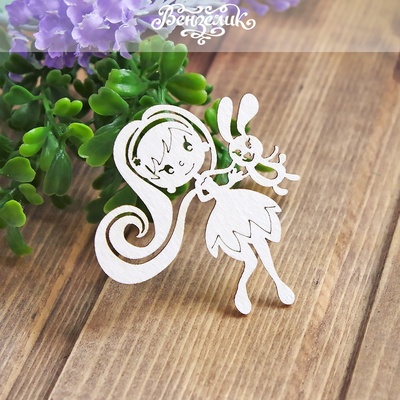 Чипборд от Вензелик - Девочка с зайчиком, размер: 58x62 мм