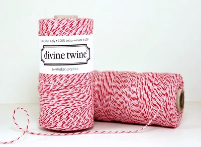 Бавовняний шнур від Divine Twine - Peppermint, 1 мм, колір рожевий/білий/червоний, 1м