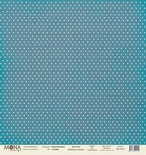 Лист односторонней бумаги для скрапбукинга от Mona Design - Базовый горох - Горох синий, 30,5х30,5см