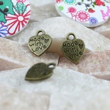 Металлическое украшение "Сердечко с надписью "Made with love"", 12х10 мм, 1 шт.