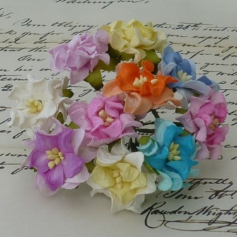 Набор гардений, микс пастельных цветов, 35-40мм, 10 шт.