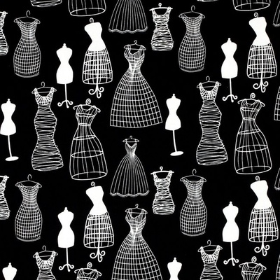 Тканина 100% бавовна - Манікени чорно - білі, 45x55см