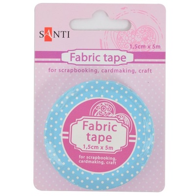 Лента текстильная самоклеющаяся Голубой горох, 1.5см*5м, ТМ Santi