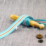 Стрічка American Crafts у блакитну, білу, коричневу, ширину 15,7мм, 90 см