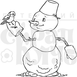 Штамп від ПСК - Сніговик з пташкою