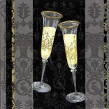 Серветка для декупажу "Бокали весільні", колір фону: чорний, розмір: 33x33 см