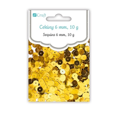 Пайетки круглые плоские 6мм, 10г, цвет золотой, TM dpCraft (Dalprint)