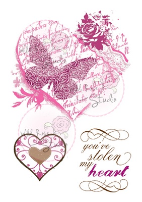 Акриловый штамп от Wild Rose Studio - Vintage Heart