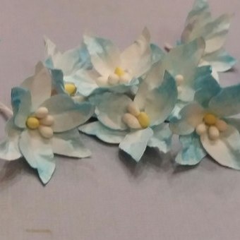 Набір паперових лілій від Scrap Klumba, білий- блакитний, 12шт., діаметр 3,2сми