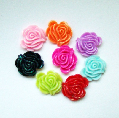 Набір кабашонів з блискітками "Троянди", розмір 21x19 мм, 8 шт.