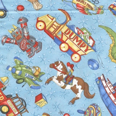 Тканина 100% бавовна - Іграшки для хлопчиків на блакитному, 45x55см