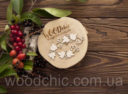 Чипборд Набір Завитки з листям від WOODchic, 5.5 на 2.6см