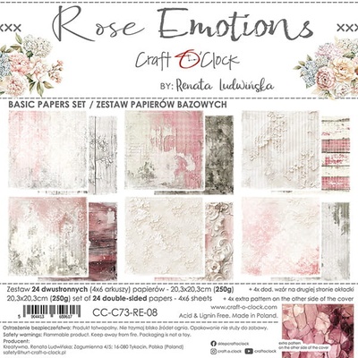 Набір скраппаперу Craft O'Clock - Rose Emotions, 20,3X20,3 см - Basic