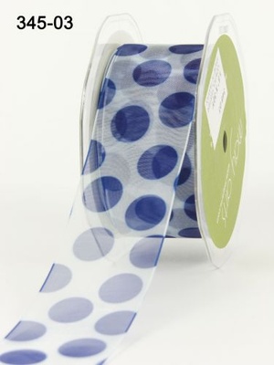 Стрічка Sheer/Jumbo Dot - Navy, колір: синій, ширина 3,8 см, 90 см