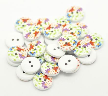 Дерев’яний ґудзик Multicolor Flower B17604, діаметр 15 мм, 1 шт.