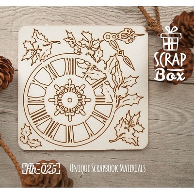 Чипборд ScrapBox - Годинник з гостролистом Hh-025