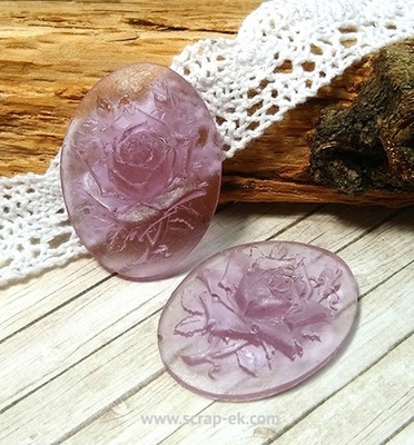 Камея троянда з прозорої смоли від Євгенія Курдібаровська ТМ, бузкова