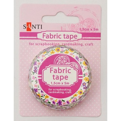 Лента текстильная самоклеющаяся Разноцветные цветы, 1,5см*5м, ТМ Santi