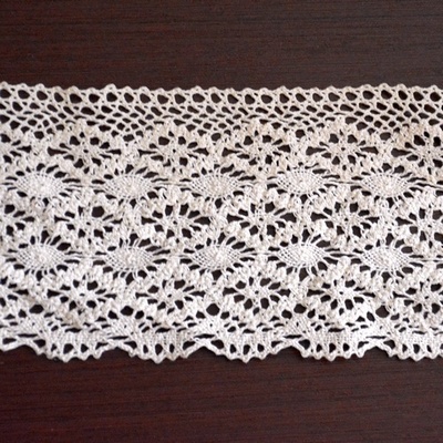 Мереживо бавовняне, в’язане, колір молочний, ширина 10 см, довжина 90 см