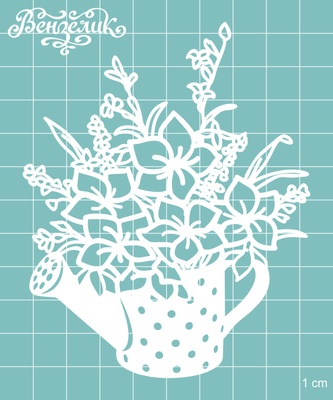 Чипборд від Вензелик - Поливалка з квітами 03, розмір: 86x106 мм