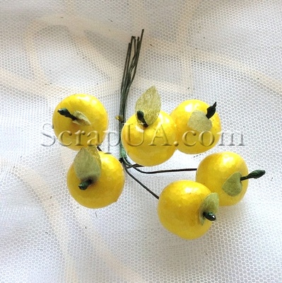 Яблочки маленькие, цвет желтый, 6 штук