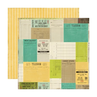 Лист скрапбумаги от Echo Park - TICKETS PLEASE - двусторонняя, 30х30 см