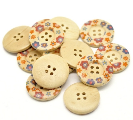 Дерев’яний ґудзик Multicolor Flower B12367, діаметр 30 мм, 1 шт.