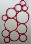 Вырубка картона - Каскад из колец, приблизительные размеры в см: 10,5 x 15,3 цвет красный
