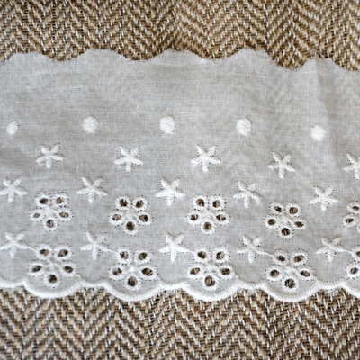 Мереживо шиття, колір білий натуральний, 100% бавовна, ширина 8 см, довжина 45см
