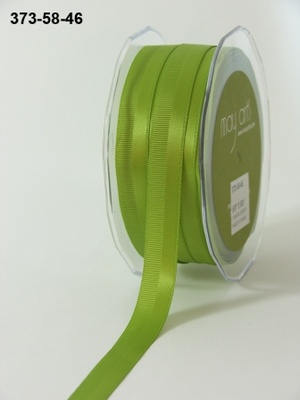 Репсово-сатинова стрічка - Подвійна смужка - салатова, ширина - 16 мм, довжина 90 см