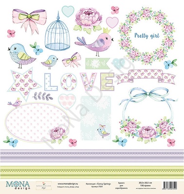 Аркуш для вирізання з Mona Design - "Fancy Spring", 30,5x30,5см
