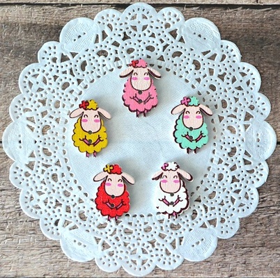 Пуговицы декоративные от Hobby&You -Овечки, дерево