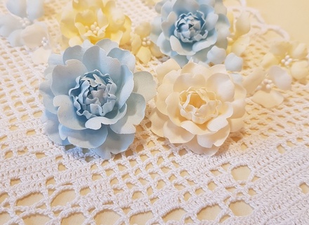 Набір квітів з тканини, світло м'ятний, 2,5 см - 5 см (18 шт.)