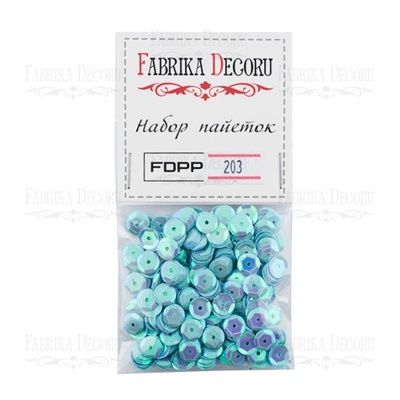 Набір паєток - 203, розмір 8 мм, кружочки, колір блакитний, ТМ Фабрика Декору