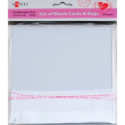 Набор белых текстурированных заготовок для открыток, 15см*15см, 250г/м2, 5шт., ТМ Santi