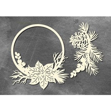 Набір чіпбордів Рамка Пуансетія 768, 10x15см, колір молочний, ТМ Фабрика Декору