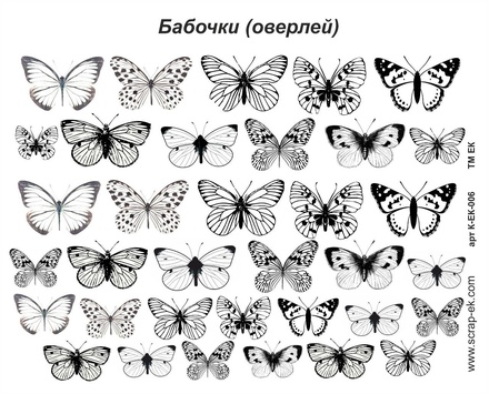 Картинки на пленке (оверлей) от Евгения Курдибановская ТМ - Бабочки, А5