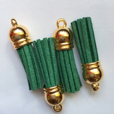 Підвіска - китиця з золотим наконечником, 35х10 мм, колір лісової зелені