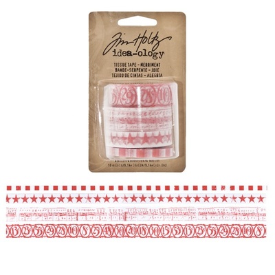 Паперові скотчі Tim Holtz - Ideaology - Tissue Tape - Merriment, 4 штуки