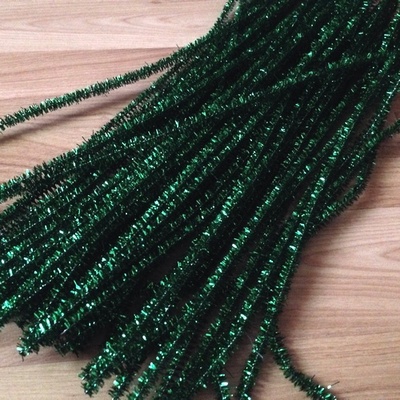 Синельная проволока, цвет люрекс зеленый, 30 см, 1 штука