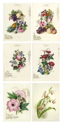 Лист картинок - Винтаж - Цветы,15х30 см, 001015