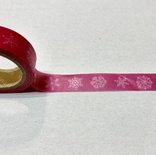 Паперовий скотч на клейовій основі, рожевий зі сніжинками, 15мм х 10м