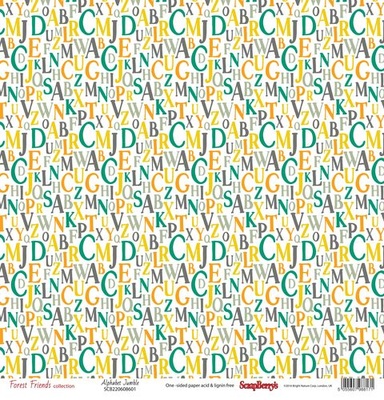 Папір для скрапбукінгу від ScrapBerryʼs - лісові друзі - Весела азбука, 30,5x30,5см, 190 гор / м, однобічна 1 шт