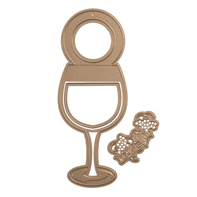Ножи для вырубки + штампы от Spellbinders - Wine Glass Bottle Tag Stamp and Die Set